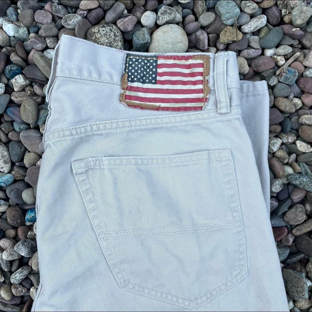 Beige Pants With American Flag Patch - image 1